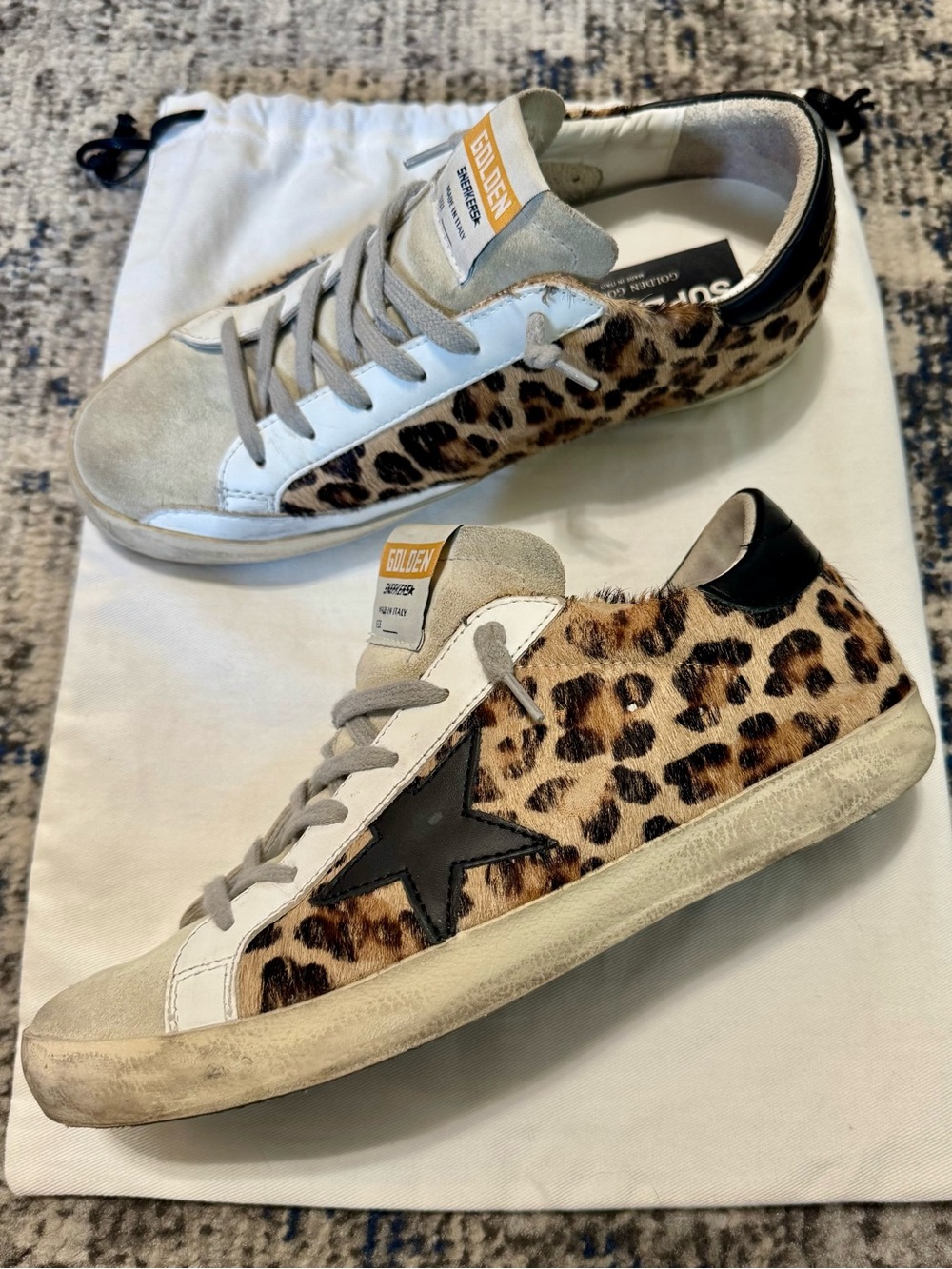 Golden Goose Leopard Print Superstar Sneakers - Brown/Black/White Size EU 39